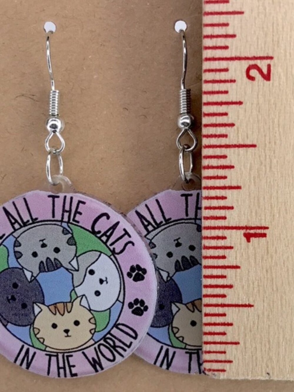 Clear Acrylic Happy Cat Dangle Earrings Fashion Jewelry - Picture 2 of 2